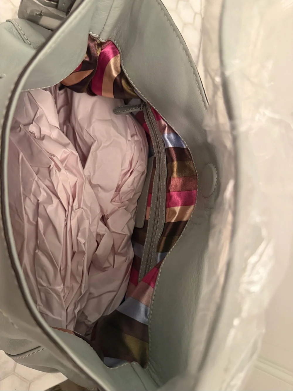 NWT- Tignanello Glove Leather Pocket Hobo with Braided Accent & Keyfob